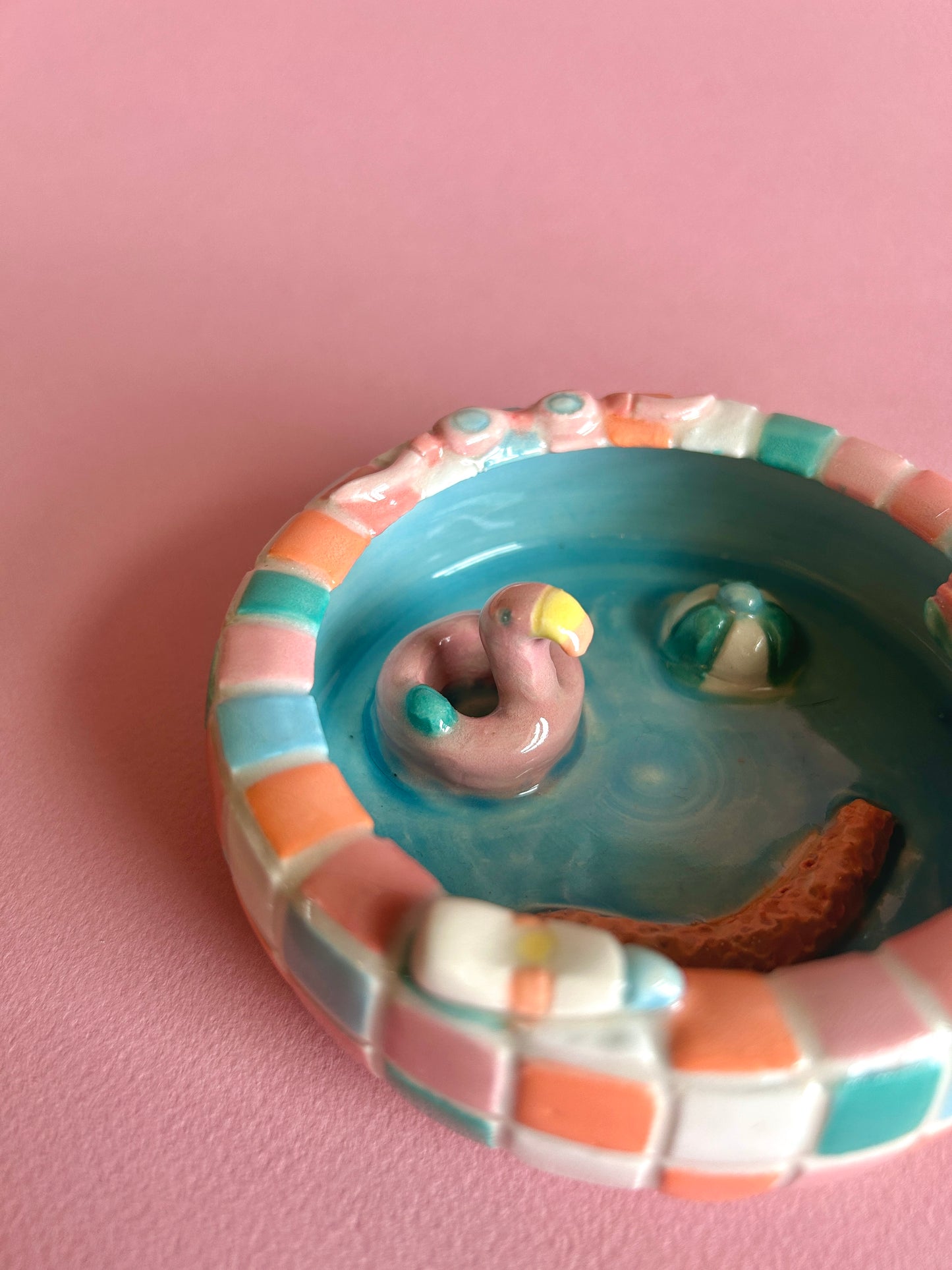 Swimming Pool Trinket Dish - Flamingo Fun in the Sun