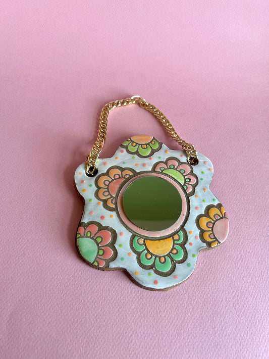 Mini Hanging Mirror - Flower Power