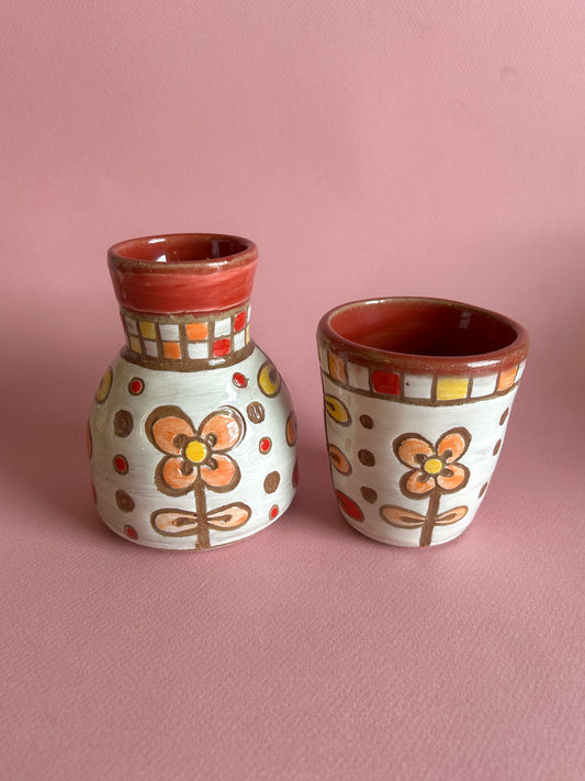 Floral Tile Carafe Set